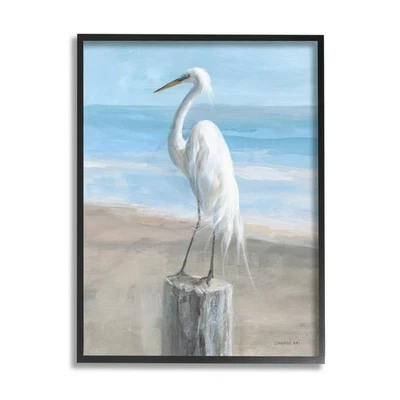 Egret Coastal Landscape Black Framed Giclee Art Design by Danhui Nai - Image 1 of 4