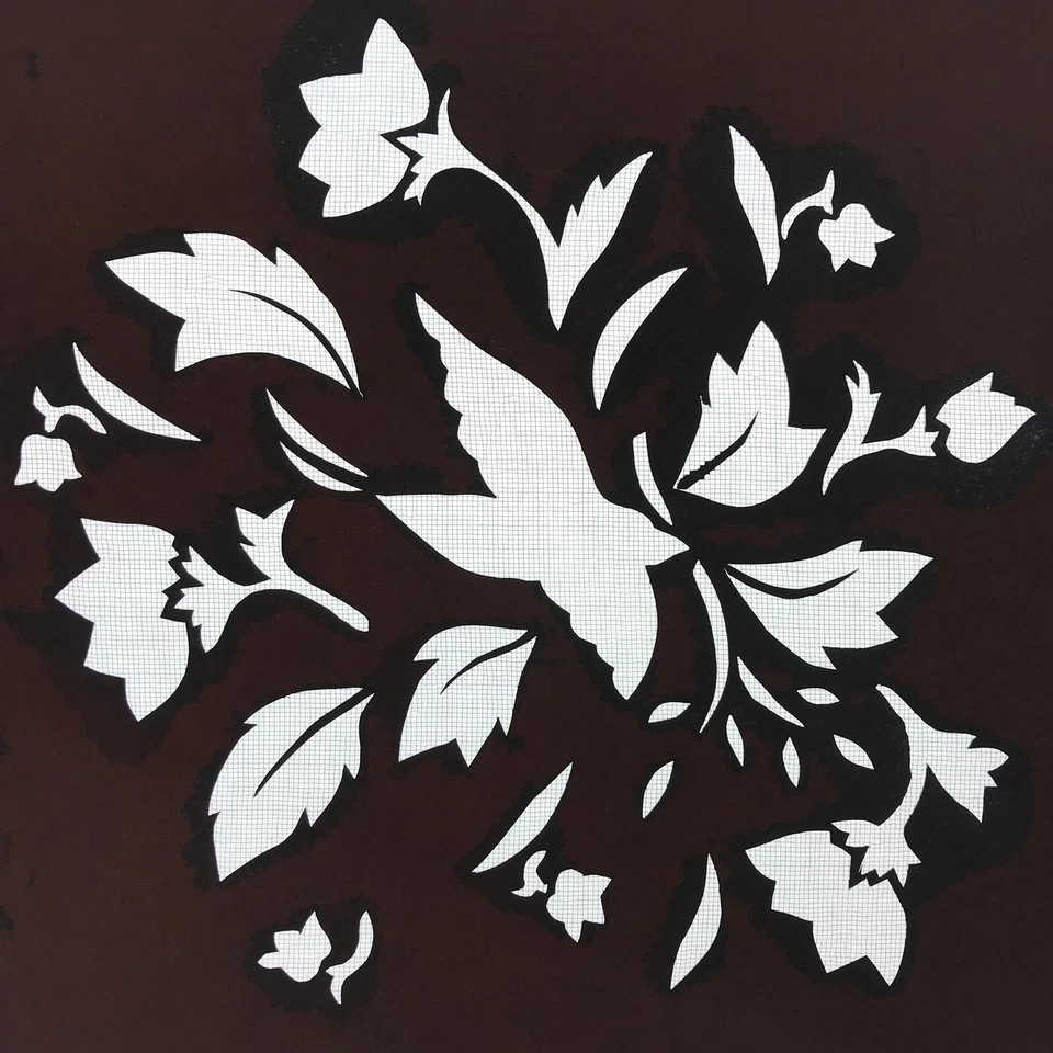 Antique Japanese Katagami Paper Kimono Stencil Katazome Flowers Leaves A669 - Image 1 of 4