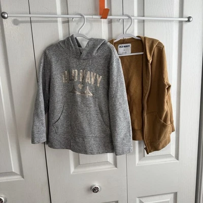 Antiguo Lote de 2 Chaquetas Sudaderas con Capucha Gris Marino Gris Mostaza Niñas Talla 5T Foto 1 de 4