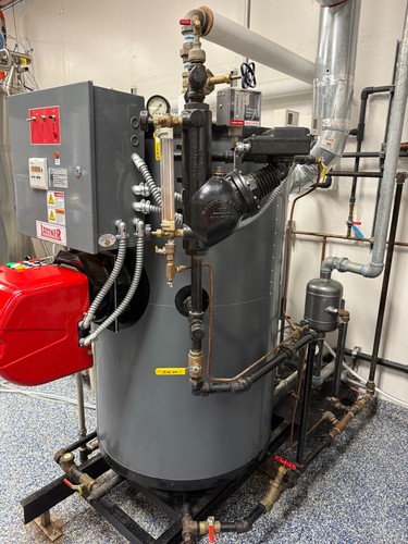 Lattner WLF 9.5HP steam boiler on skid with blowdown and condensate ...