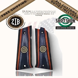 Empuñaduras Zib Serie Madera Laminada Empuñaduras de Pistola para Llama IX, Logo de Metal - Imagen 1 de 7