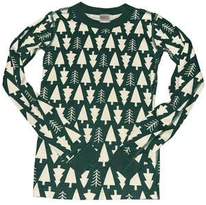 Hanna Andersson Pajama Top Youth 14 Green Tree Print Knit Long Sleeve Sleepwear - Picture 1 of 5