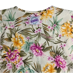 S.C.R.U.B.S. Scrub Top Size Small Off-White Pink Orange Tropical Flower Print - Picture 1 of 8