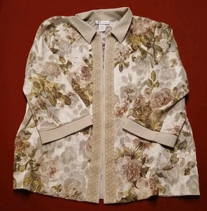 Dress Barn Women's Cardigan Over Jacket 18W Open Front Floral Sheer 3/4 Sleeves - Picture 1 of 6