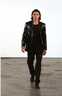 HELMUT LANG Men Vintage Archive Black Leather Blazer Jacket sz 42 52 Italy - Image 1 of 4