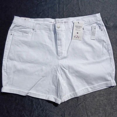 Pantalones Cortos GLORIA VANDERBILT Amanda Para Mujer 22W Blanco Denim Elástico Jean Nuevos con Etiquetas Cortos Foto 1 de 4