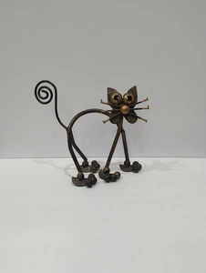 Recycled Scrap Metal Repurposed Cat Picture Note Holder Desktop Decor - Picture 1 of 7