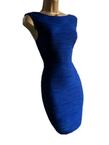 Lipsy Bodycon Dress 10 Blue Ribbed Detail Pencil Party Occasion Evening Wedding - Picture 1 of 12