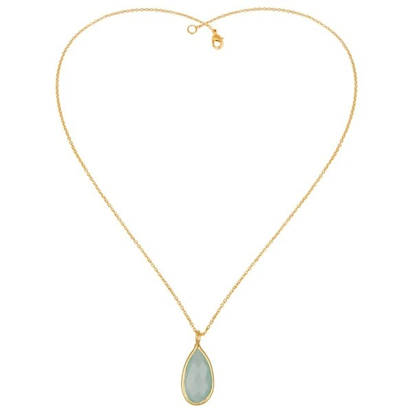 Collar colgante enchapado en oro amarillo calcedonia aguamarina en forma de pera para mujer Foto 1 de 1