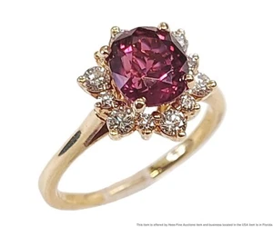 2.15ct GIA Natural No Heat Ruby Fine Diamond Halo 18k Yellow Gold Ladies Ring - Picture 1 of 10