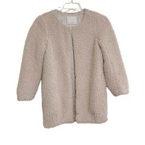 Aritzia Wilfred Beige Laboratoire Fuzzy Teddy Bear Sherpa Coat Small S - Picture 1 of 8