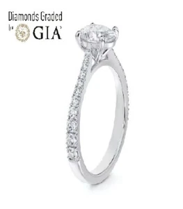 Oval Solitaire 18K White Gold Engagement Ring, 0.50 ct, Natural GIA - Picture 1 of 12