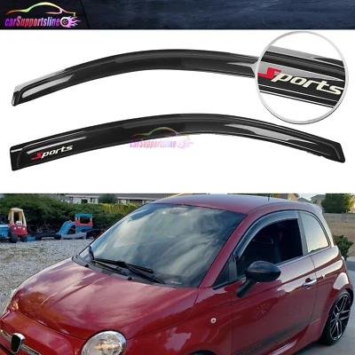 Se adapta a 12-19 Fiat 500 Visera de ventana Humo Lluvia Deflector de pantalla 2 piezas con 3D Sport Foto 1 de 4