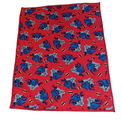 Batman Quilt Blanket Handmade Red Blue Grey Reversible - Image 1 of 4