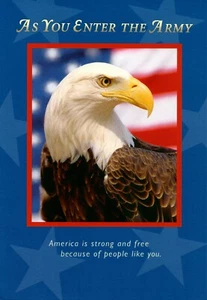 Patriotic ENTERING ARMY Card, American Bald Eagle by Hallmark + Envelope - Picture 1 of 5