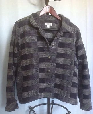 CHRISTOPHER & BANKS Purple Plaid Button Blazer Jacket Size M - Image 1 of 4