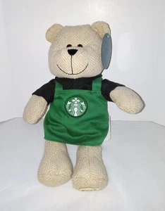 2016 STARBUCKS BARISTA BEAR PLUSH Bearista 10" Tan Herringbone Beanie RARE NEW - Picture 1 of 4