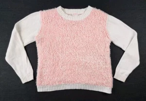 Gorman Jumper Womens Fleece Sweater Fluffy Pink Size 10 Two Tone Crew Neck - Picture 1 of 7