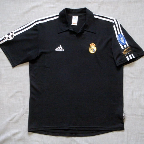 REAL MADRID 2001/2002  M Jersey  Centenary BLACK Camiseta AWAY Kit UCL  Rare Cover