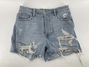 Hollister Ultra High Rise Mom Jean Shorts Womens Size 3 W26 Blue Vintage Stretch - Picture 1 of 9