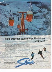 Anuncio de estación de esquí Stowe VT 1970/gran foto remontes - Imagen 1 de 1