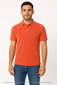 Tiki Herren Poloshirt Orange Kurzarm Made Italy Jersey M Medium - Bild 1 von 7