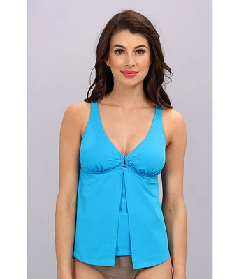 Top de baño Jones New York sobre el hombro talla 8 10 turquesa azul liso ¡¡NUEVO!!! Foto 1 de 4