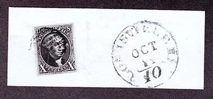 US 1847 2 10c Washington on Piece w/Black Grid Louisville KY Cancel XF SCV $1175 - Picture 1 of 2