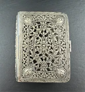 Solid 800 Silver Pocket Bible Cover, Antique, 117gm - Picture 1 of 19