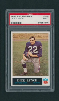 1965 Philadelphia Dick Lynch #119 PSA 7 NM NEW YORK GIANTS HALFBACK - Image 1 of 2