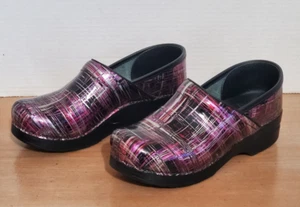 Dansko Professional Comfort Clogs Womens 38  7.5 - 8 Black Purple Patent Leather - Picture 1 of 9