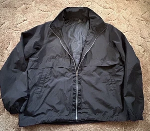Athletic Works Black Windbreaker Zip Jacket with Hood Women’s Size XL Packable - Picture 1 of 14