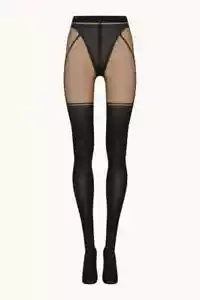 Wolford Garter Belt Tights Fairly Light / Black - Picture 1 of 1