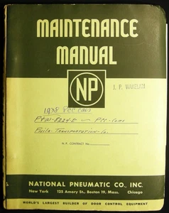1938 PHILADELPHIA TRANSPORT CO BLUEPRINTS MAINTENANCE MANUAL NATIONAL PNEUMATIC - Picture 1 of 6