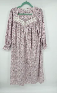 Camicia da notte Eileen West bianca con flanella rosa floreale MORBIDA taglia S pizzo Cottagecore - Foto 1 di 10