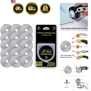 Rotary Cutter Blades 45mm 15 Pack Sharp Replacement Blades for Fabric Quilting - Picture 1 of 9