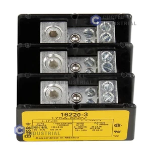 New Eaton Bussman 16220-3 Power Distribution Block 3 Pole 175A 600V - Picture 1 of 2