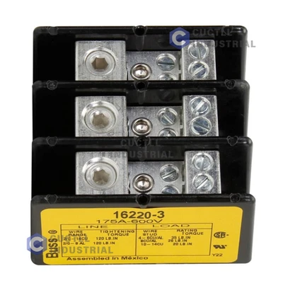 New Eaton Bussman 16220-3 Power Distribution Block 3 Pole 175A 600V - Image 1 of 2