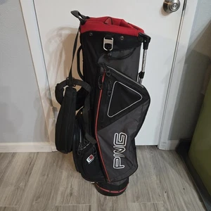 PING Hoofer Golf Stand Carry Bag 5-Way Divider Black/Red Enhanced Ergonomics - Picture 1 of 12