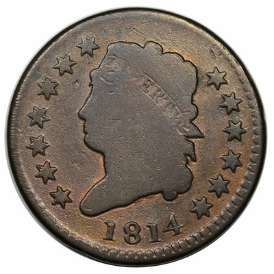1814 Classic Head Large Cent, Plain 4, S-295 - Image 1 of 2