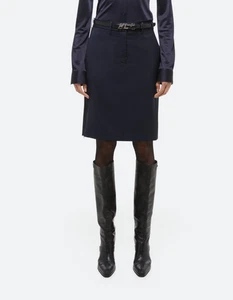 $ 365 Neu mit Etikett Helmut Lang Auto Reißverschluss Bleistift knielanger Wollrock marineblau Größe 4 - Bild 1 von 24