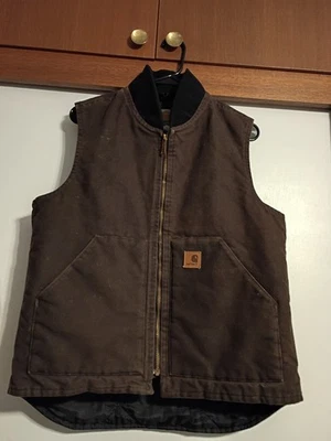 Chaleco de Trabajo Carhartt Hombres De Colección Pato Lona Edredón Forrado V02 DKB Marrón Mediano  Foto 1 de 4