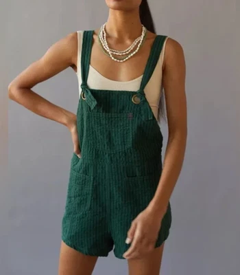 Mameluco Urban Outfitters BDG Sadie de lino verde a rayas talla S Foto 1 de 4