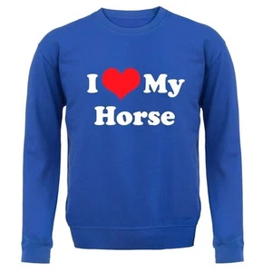 I Love My Horse - Kids Hoodie / Sweater - Ride Riding Rider Horses Equestrian - Picture 1 of 17