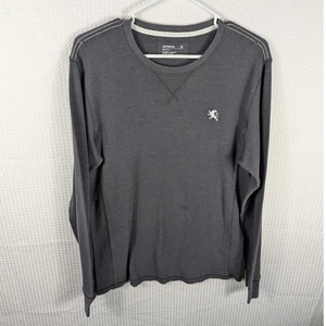 Express Large grau Waffel Strick Langarm Shirt Herren Baumwolle Rundhals Pullover - Bild 1 von 4