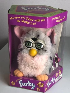 *NOT working* Furby Pink Gray Leopard Spots Model 70-800 vintage 1998 in box - Picture 1 of 15