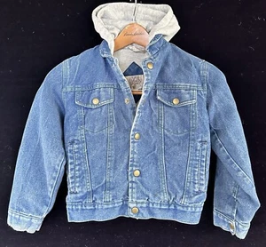 VTG Saugatuck Stonewash Jean Jacket Sweatshirt Hooded Kids 10 - Picture 1 of 4