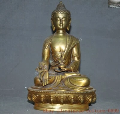 Collect tibet Buddhism temple brass Sakyamuni Shakyamuni Medicine Buddha statue - Image 1 of 4