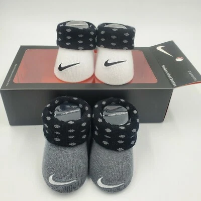2 Pair Nike Baby Booties, Size 0-6 Months, Gray, Black, Shower Gift MPA - Image 1 of 4