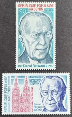 Benin 1976 Set of 3 MLH OG Sc# C253 Konrad Adenauer (German Statesman) - Image 1 of 2